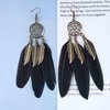 Sttiafay Boho Black Feather Dangle Earrings Long Feather Tassel Earrings Vintage Tribal Feather Earrings Gold Feather Drop Earrings Jewelry for Women and Girls