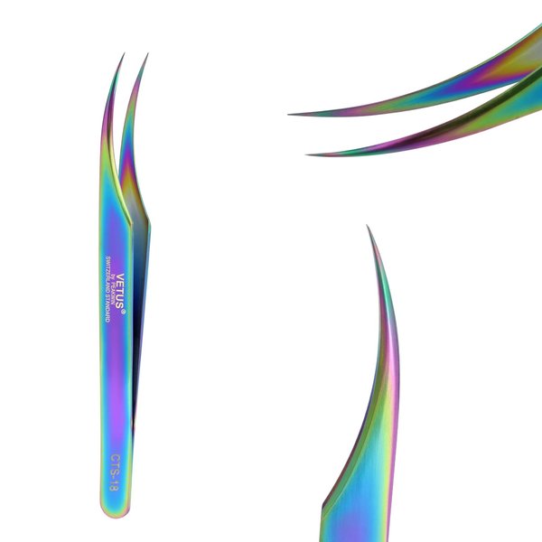 Eyelash Tweezers, Dolphin Lash Extension Tweezers, Fiber Tip Tweezers Lash Extensions, Stainless Steel Tweezers Eyelash Extensions for Lash Artist and Beginners EMEDA