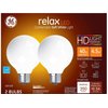 GE Lighting Relax LED Globe Light Bulbs, 4.5 Watts (40 Watt Equivalent) Soft White HD Light, Frosted Finish, Medium Base, Dimmable (2 Pack)