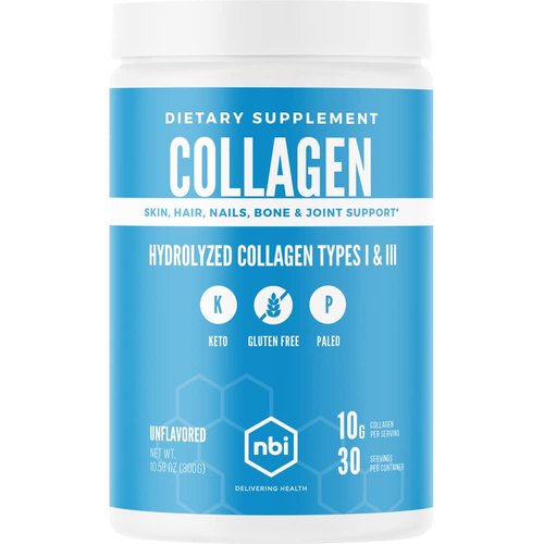 NBI Non-GMO, Grass Fed, Unflavored, Collagen Protein Powder, Paleo- and Keto Friendly, Type I and III Hydrolyzed Collagen, Amino Acids Supplement, Pasture Raised, Dairy Free, Soy Free, Gluten Free