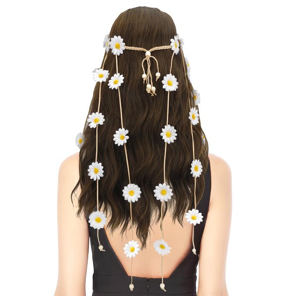 Flower Crown,Flower Headband,Hippie Accessories,Sunflower Headpiece,Sunflower Headband,Hippie Costume Accessories,Hippie Flower Headband,Sunflower Gifts,70s Accessories Women,Thanksgiving Headband