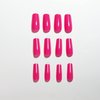 Hot Pink Press On Nails Medium Long Square,Xcreando Medium Glue on Nails Coffin Perfect Fake Nails with Pure Color Natural Spring Nails Salon Press-on Feature Glossy Shade for Women
