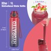 Sahara Sailor Water Bottles, 32oz Motivational Sports Water Bottle with Time Marker - Times to Drink - Tritan, BPA Free, Wide Mouth Leakproof, Fast Flow Technology with Clean Brush (1 Bottle)