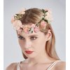 SH Rose Flower Wreath for Women, Bridal Floral Headband Hair Wreath Crown, Flower Headpiece with Ribbon Wedding Party Festival Photos Door Outside Wall Window Décor, Pink