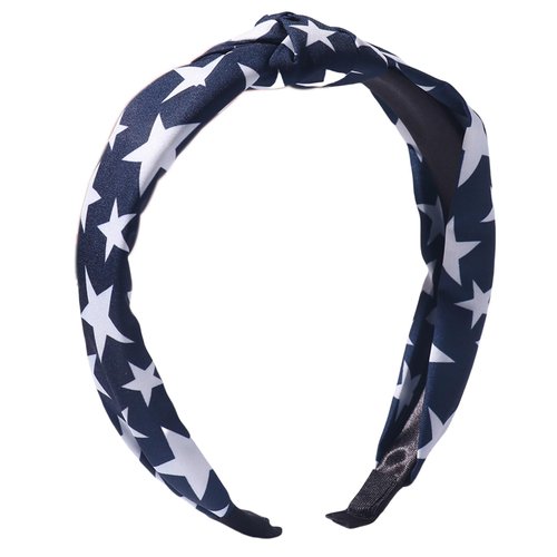 BELSITA 4th of July Headband Patriotic Hair Accessories for Women Girls White Stars Blue Hair Band Non Slip Wide Knotted Independence Day Head Band 1 Pcs