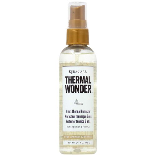 KeraCare Thermal Wonder 6 in One Thermal Protector - 4 oz - With Moringa and Marula for Moisture - Heat Protector - Leave In Conditioner - Easier Detangling
