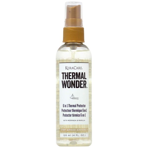 KeraCare Thermal Wonder 6 in One Thermal Protector - 4 oz - With Moringa and Marula for Moisture - Heat Protector - Leave In Conditioner - Easier Detangling