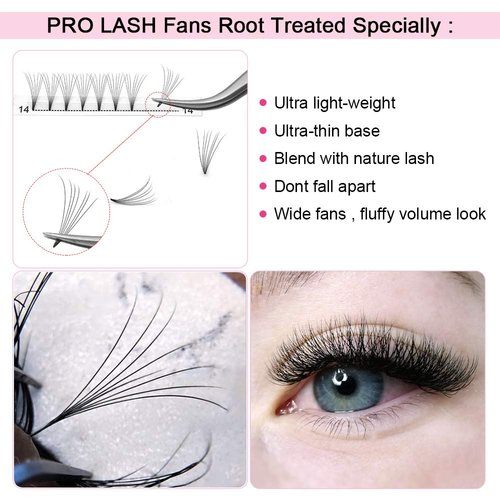 Premade Volume Eyelash Extensions 7D-C-0.07-13 Short Stem Premade Fans Eyelash Extensions 9 to 20 mm Pre made Lash Fans 3D 5D 7D Volume Lash Extensions .07 .10 C D Curl(7D-C-0.07,13mm)