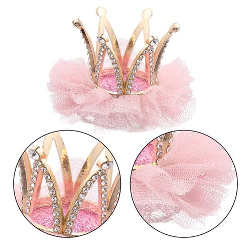 OHAOLYLE 2 Pcs Crown Hair Clips Baby Alligator Hair Clips Toddler Lace Rhinestone Princess Style Hair Accessory Birthday Hair Accessories for Students Children Girls Pink