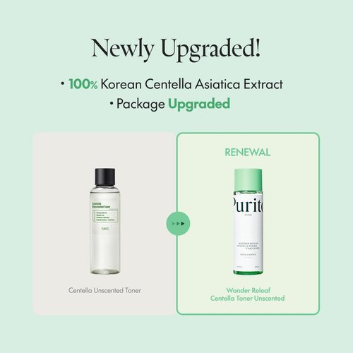 PURITO Seoul Wonder Releaf Centella Toner Unscented Korean Centella, for Sensitive Skin, Soothing, Facial Toner for face, K-Beauty, 200ml 6.76 fl.oz