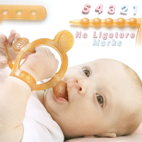 HEORSHE Baby Teething Toys for Babies 0-6 6-12 Months Never Drop from Hand Baby Teethers for Infants Toddlers Silicone Molars Adjustable Wristband Chew Toys for Babies 3 4 5 6 7 8 9 10 11 12 Months