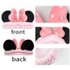 JIAHANG Mouse Ears Facial Spa Headbands, Coral Fleece Wash Face Hair Band, Velvet Bow Shower Hair Band for Girls Women Make up Hair Accessories