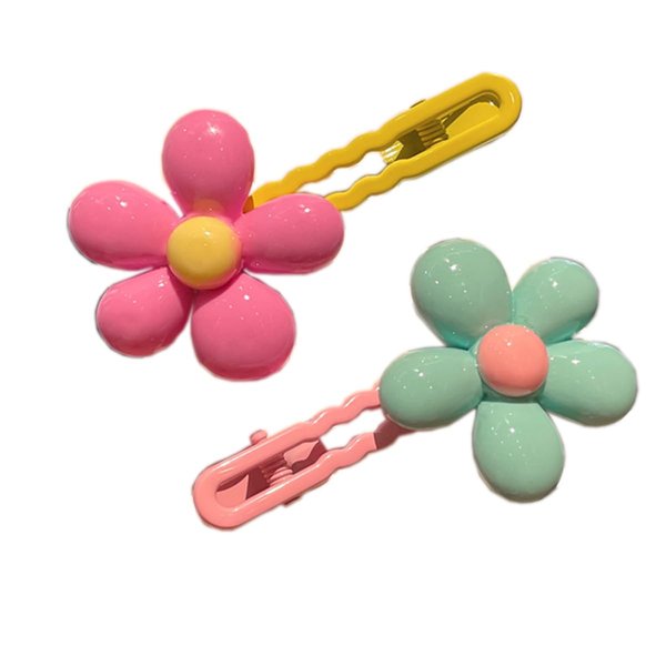 CAIHE 2Pcs Flower Snap Hair Clips for Girl Toddlers Macaroon Hair Snap Clips Bobby Pins Candy Color Kid Metal Snap Hair Barrettes Bangs Clip Accessories for Birthday Christmas Daily Wear Gift