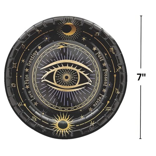 Fun Express Fortune Teller Paper Dessert Plates - Party Supplies, Small, Black, 8 Pieces