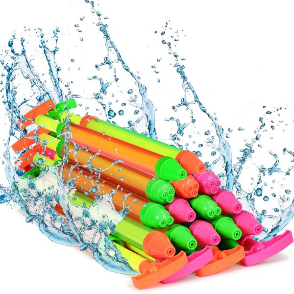 Honoson 18 Pcs Crayon Water Guns Water Tube Squirters Water Suction Gun Water Shooter Beach and Pool Toys Squirt Guns for Summer Pool Party Water Game (16 x 1.2 x 2.8 Inches)