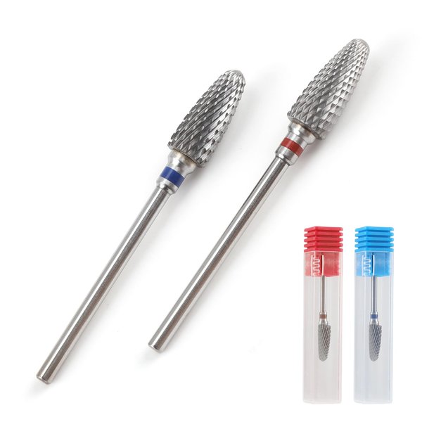 GUGUMO 2 Pack Nail Drill Tool Bits for Acrylic Nails, 3/32" Carbide Drill Bits for Nails Electric Pedicure Manicure Grinding Head Nail Art Tools nail drill bits