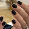 GLAMERMAID Press on Nails Extra Short Squoval,Black False Nails with Glue,24 Pcs Glue on Nails Reusable UV Finish Fake Nails Acrylic Stick on Nails Manicure Kits for Women Girls
