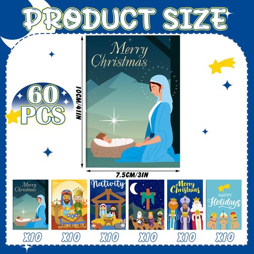 Qeeenar 60 Pcs Christmas Nativity Mini Activity Books for Kids Christian Bible Activity Books Bulk Kids Christmas Nativity Books Religious Prizes for Christmas Party Sunday School Church Bag Filler