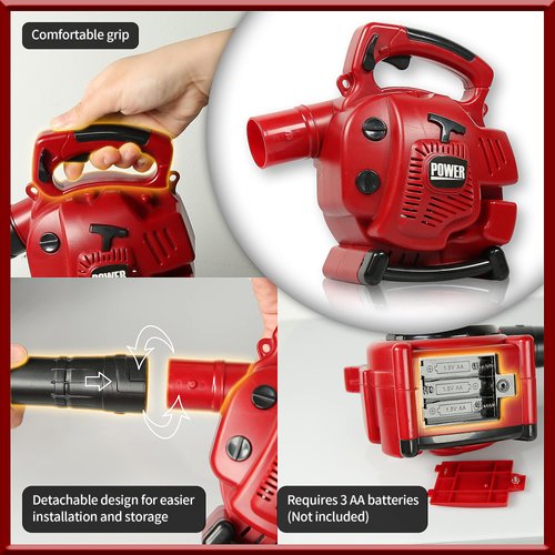 PROLOSO Kids Leaf Blower for Preschool Toddlers Outdoor Pretend Play Gardening Toy Tool Blow Air with Realistic Sounds