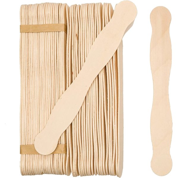 Wooden 8" Fan Handles, Wedding Programs, or Paint Mixing, Pack 100, Jumbo Craft Popsicle Sticks for Auction Bid Paddles, Wooden Wavy Flat Stems for Any DIY Crafting Supplies Kit, by Woodpeckers