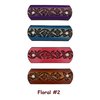 Made in USA - 2 GENUINE THICK LEATHER Floral Hair Barrettes with Sticks, Ponytail Holders, Flowers, Choice of Colors Dark Brown, Light Brown, Black