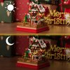 Christmas Themed Gingerbread House Building Block Set with Clear Display Box, LED, 654 Pieces Christmas Toy Set, Christmas Scene, Santa, Tree, Sled Dog, for Adult, Teen, Boy and Girl.