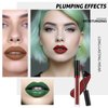 BADCOLOR 3 Colors Matte Liquid Lipstick Set, Green Brown Burgandy Dark Red Halloween Lip Makeup, Highly Pigmented Long Lasting Lip Stain, Smudge Proof Waterproof Velvet Nonstick Cup Lip Gloss Set