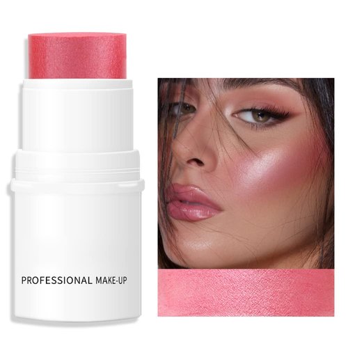 Cream Blush Stick for Cheeks, Waterproof Cream Makeup Blush Stick, Long-Lasting Multi-use Blush Makeup Stick, Natural-Looking, Lightweight Skin Tint Blush Makeup for All Skin