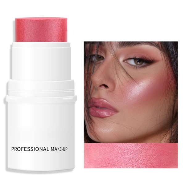 Cream Blush Stick for Cheeks, Waterproof Cream Makeup Blush Stick, Long-Lasting Multi-use Blush Makeup Stick, Natural-Looking, Lightweight Skin Tint Blush Makeup for All Skin