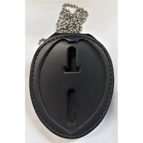Recessed Oval Badge Holder, Hook Closure, Metal Clip (with Neck Chain) from Uniform World