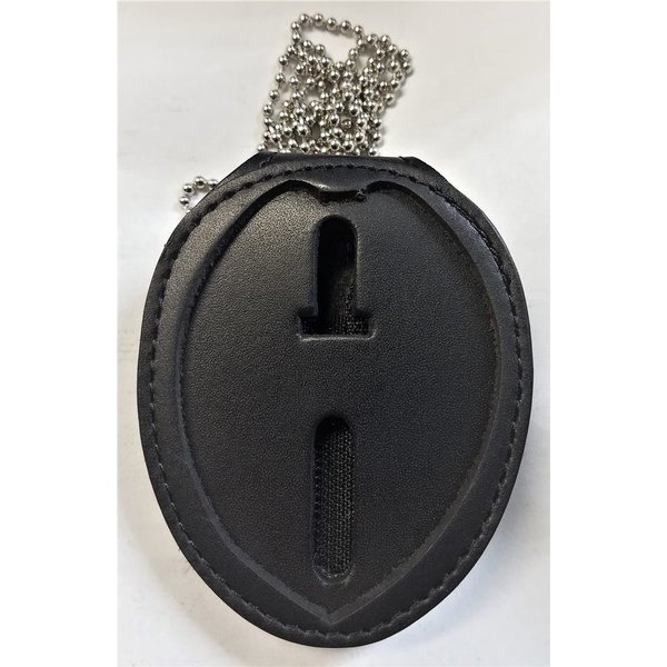 Recessed Oval Badge Holder, Hook Closure, Metal Clip (with Neck Chain) from Uniform World