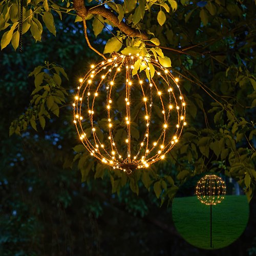 Lightshare 12IN 96LED Light Ball Light Garden Yard Decoration Pathway Lights Sphere Light with Fold Flat Metal Frame Indoor Outdoor Waterproof, Plug in
