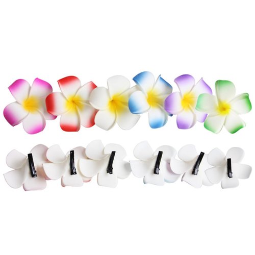 10 Pcs 7cm Multicolor Hawaii Hawaiian Plumeria Hair Clips Beach Flower Headpieces for Wedding Party Accessories
