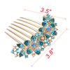 Sankuwen Women Rhinestone Inlaid Flower Hair Comb Hairpin Barrette Accessory,Also Perfect Mother's Day Gifts for Mom (Blue)