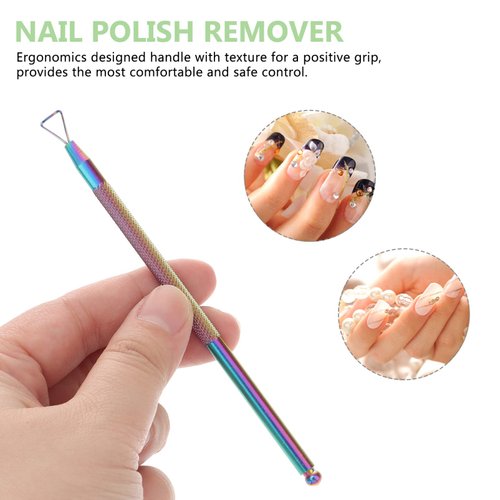 Lurrose 4 Pcs Cuticle Pusher Stainless Steel Triangle Cuticle Peeler Scraper Gel Nail Polish Remover Trimmer for Manicure Beauty Salon(Blue)