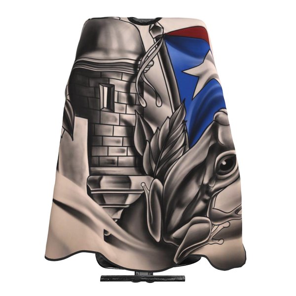 Puerto Rico Flag Barber Cape, Hair Stylist Salon Haircut Gown, Hair Cutting Apron with Adjustable Closure, Professional Salon Cutting Barber Skirt