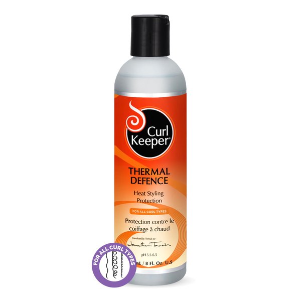 Curl Keeper Heat Protection Cream for All Curl Types - Travel-Size Thermal Styling Protectant for Curly Hair, Flat Iron & Blow Dry (8 Fl Oz)