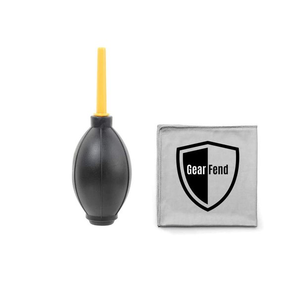 GearFend Dust Cleaner Strong Cleaning Air Blower for All DSLR Camera & Camcorders, Lens, LCD Screens, etc + Microfiber Cloth
