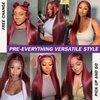 Mayouda 13x4 HD Red Lace Frontal Wig for Black Women Long Straight Lace Wigs With Baby Hairline Synthetic Pre Plucked Wigs Brazilian Virgin Hair Burgundy Lace Front Wigs (30Inch, Burgundy)
