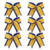 8 Inch 2 Colors 2 Layers 6 Pcs Jumbo Cheerleader Bows Ponytail Holder Cheerleading Bows Hair Elastic Hair Tie for High School College Cheerleading (Royal blue/Gold)