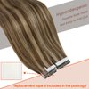 Sunny Tape in Hair Extensions Human Hair Brown Highlights Tape in Hair Extensions Dark Brown Highlighted Caramel Blonde Tape ins Brown Hair Extensions Real Human Hair for Women 50g 20pcs 20inch