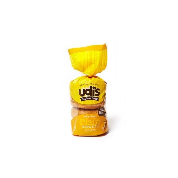 Udis Gluten Free Plain Bagel 4 Ct (Pack of 3) 14oz Each