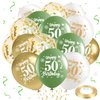 50th Birthday Balloons 24Pcs Sage Green Gold Fiftieth Birthday Latex Balloons Confetti Balloons Green Gold 50th Birthday Party Decorations for Women Men 50 Year Birthday Anniversary Supplies 12inch