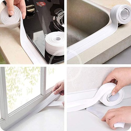 Bath & Kitchen Caulk Tape Sealant Strip,PVC Self Adhesive Tub and Wall Sealing Tape Caulk Sealer, Caulk Strip,sealant Tape, Shower Tile Sealer Adhesive sealant 1PC/3.2M (Cream)