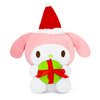 Ahlsense 8-Inch Christmas Cat Plush with Santa Hat and Gift, Soft and Adorable Holiday Stuffed Animal for Kids, Boys, and Girls | Perfect Christmas Decoration and Gift (Pink)