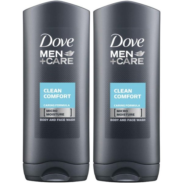 Men Care Body and Face Wash Gel, Hydrating Clean Comfort, 250 ml (8.5 fl oz), Value Bundle Pack of 2