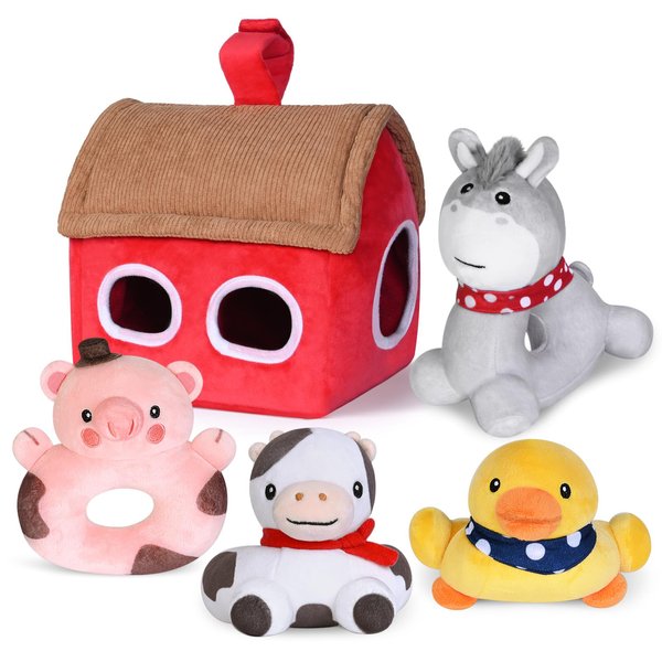 KMUYSL Baby Toys 0-12 Months, Plush Barn with Stuffed Animals Toys for Infant Newborns, Soft Sensory Toys, Birthday Christmas Easter Gifts for Baby 0-3-6-9-12 Months Boys Girls