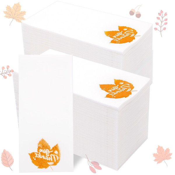 Supernal 50pcs Thanksgiving Napkin,Orange Disposable Napkins,Maple Leaf Fall Autumn Paper,Airlaid Guest Napkins,Decorative Paper Napkins,Disposable Paper Dinner Napkins for Christmas, Halloween