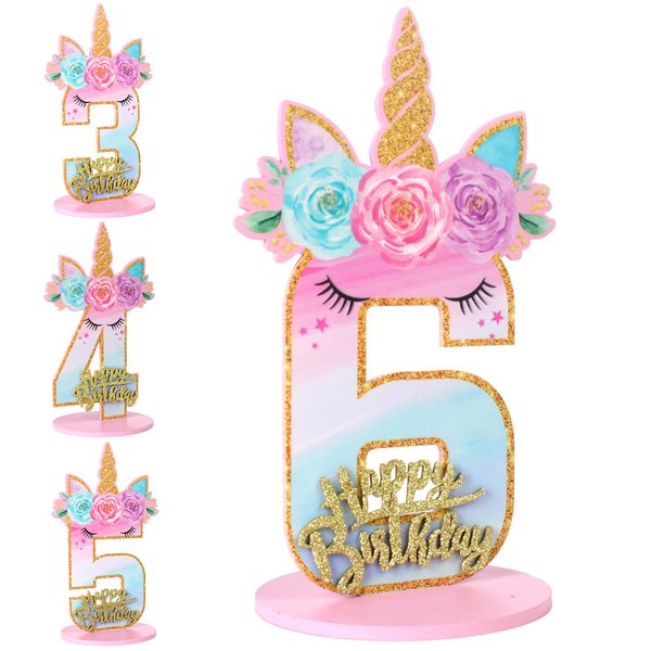 Unicorn Numbers Sign 6 Birthday Decorations, Birthday Party Centerpieces for Table Decorations,Anniversary Birthday Table Toppers 6th Unicorn Birthday Party Supplies (Number 6)