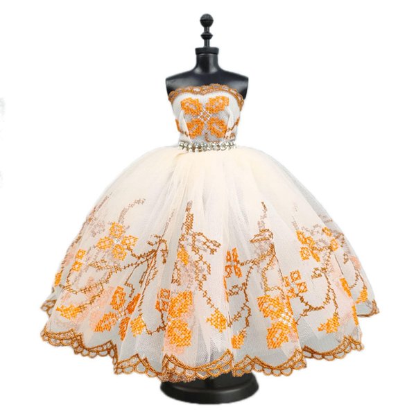Fashion Ballet Dress for 11.5" Doll Tutu Clothes Outfits 1/6 Dolls Accessories Rhinestone 3-Layer Skirt Ball Party Gown (Orange)
